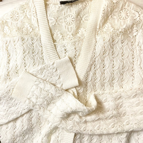 THE KOOPLES Lace Open Knit  Cotton Blend Cardigan XS - Picture 9 of 9